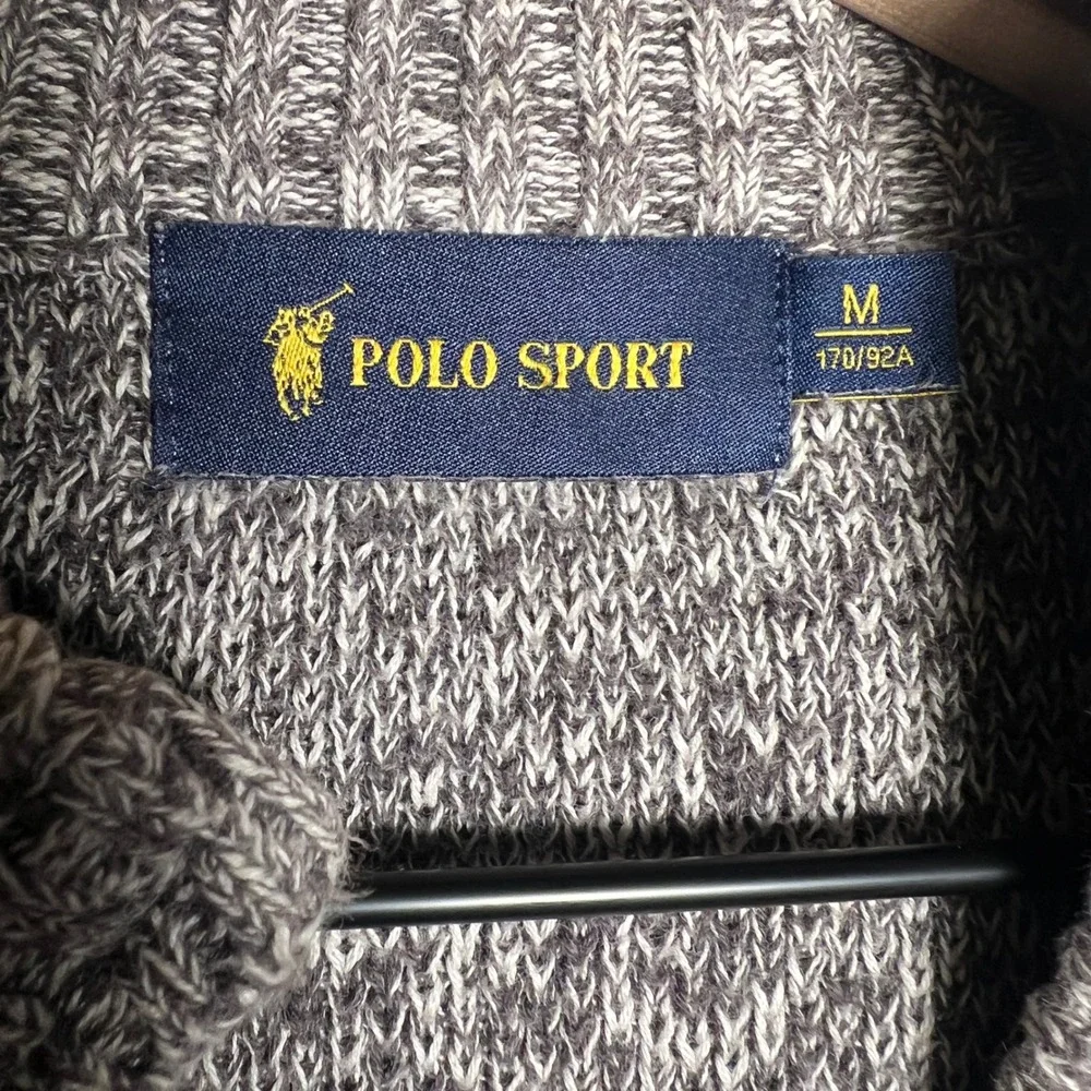 Polo Sport Ralph‎ Lauren Mens Grey Marl Full Zip Cardigan Sweater Pony Logo M